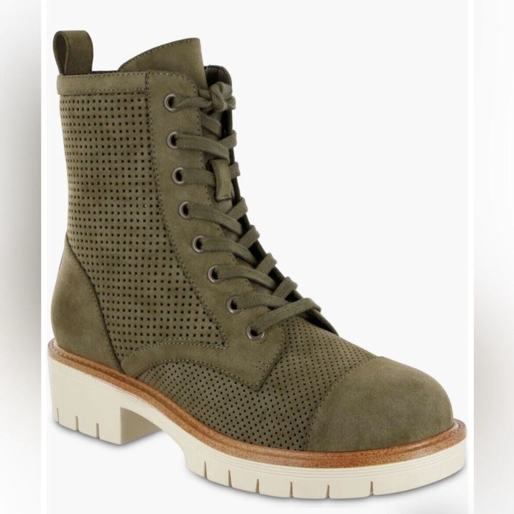 MIA Kashton Perforated Zip Combat Boot in Olive Green Khaki Womens Size 10 NWT